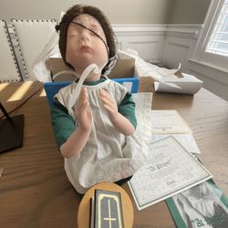 KNOWLES AMISH BLESSINGS PORCELAIN DOLL - "AT PRAYER"  by KRUGER