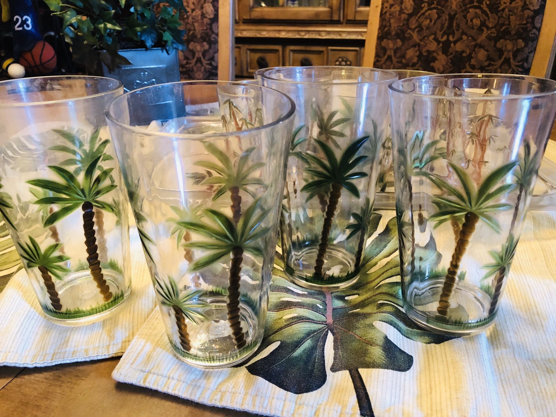 Palm Tree Acrylic Pitcher and Glasses