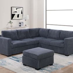 Brand New Comfy Plush Corduroy Sectional Set 