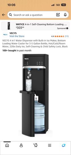 VE CYS 4-in-1 Bottom Loading Water Dispenser with Ice Maker – Black