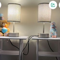 Bed Tables And Lamps With Chargers On Lamps