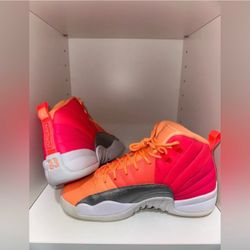 New Jordan 12 Retro Sunrise (GS) Womens Girls Pink Sneakers Size 8.5 Women/ 7Y