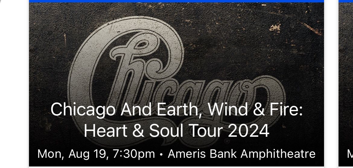 2 Tickets To Chicago And Earth Wind & Fire