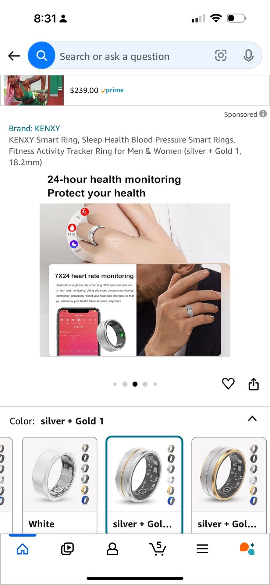 Brand: KENXY KENXY Smart Ring, Sleep Health Blood Pressure Smart Rings,  Fitness Activity Tracker Ring for