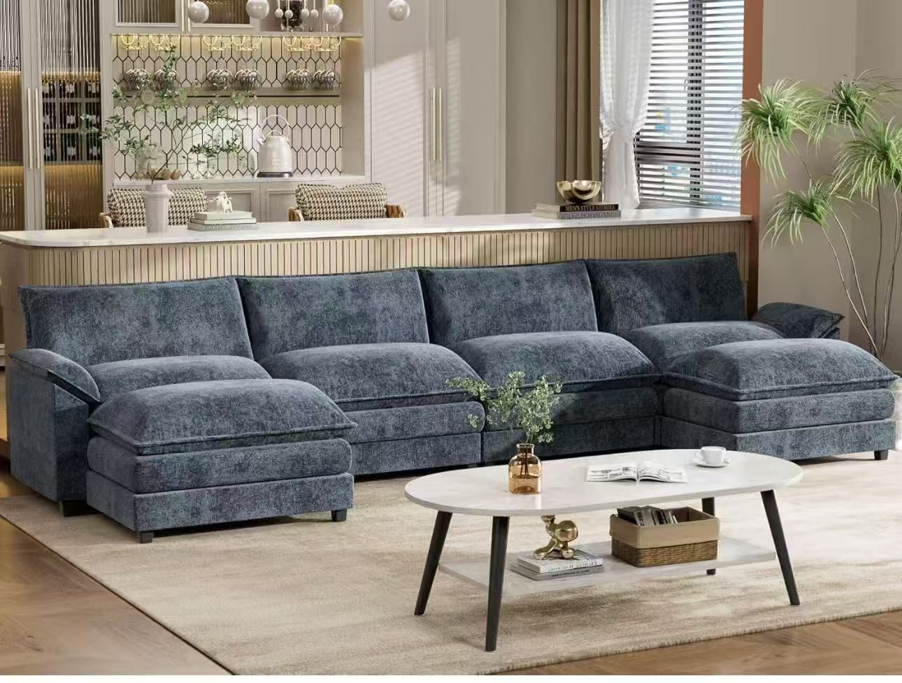 ❤️ Sectional Modular Sofa U Shaped Chenille Fabric Couch