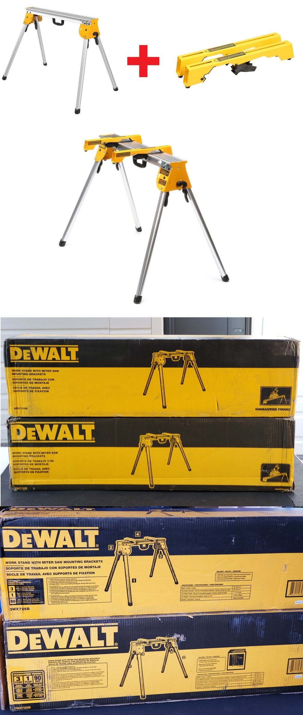 New DEWALT Heavy Duty Work Stand DWX725B with Miter Saw Workstation Tool Mounting Brackets DW7231 DW725 Bracket TableSaw Table Power