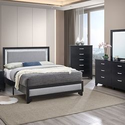 4 PC BEDROOM SET NEW IN BOX (MATTRESS AND CHEST SOLD SEPARATELY)