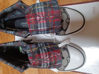 BRAND NEW SZ 6 M Coach Sneakers Plaid Signature Print