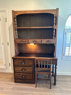 Vintage Young Hinkle "Ship Ahoy" solid wood desk and hutch set.