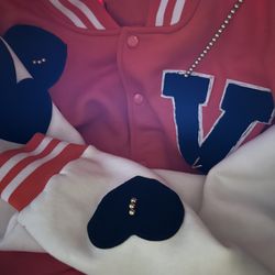 Orange Black White Letterman Jacket