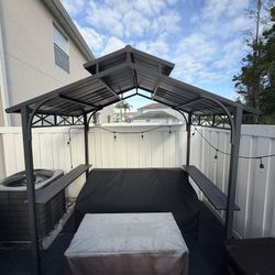 Gazebo Patio Cover Shade - Black Steel Frame