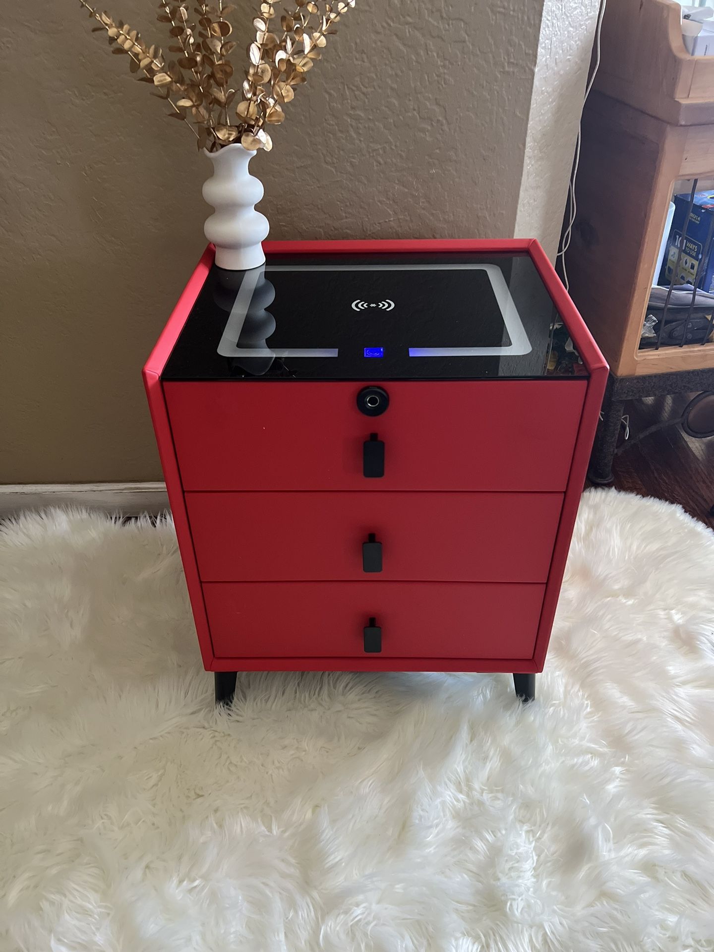 Smart Night  Stands table with LED light with fingerprint Bluetooth for your music and charge your cell phone