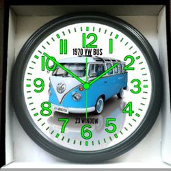 1970 VW Kombi Volkswagen Glow In The Dark Wall Clock New!