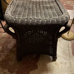 Olive Green Wicker Side Table