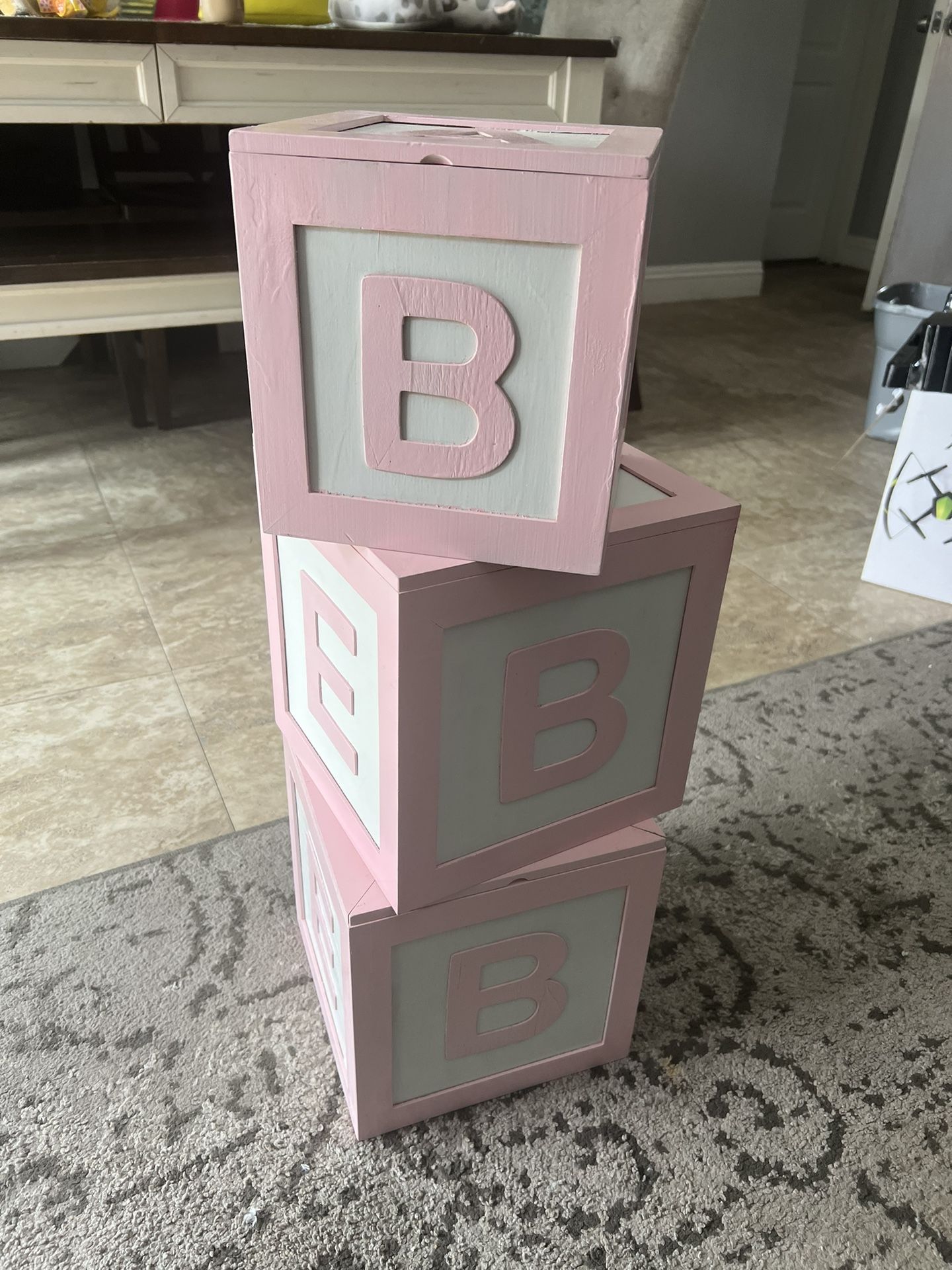 Pink And White Wooden Boxes With Lids