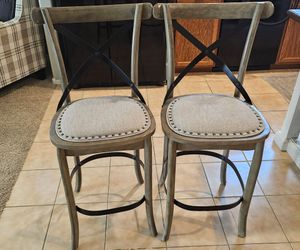 Grey Farmhouse Style Counter Height Barstools- set of 2
