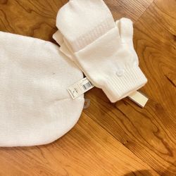 Girls White Toboggon And Gloves, New