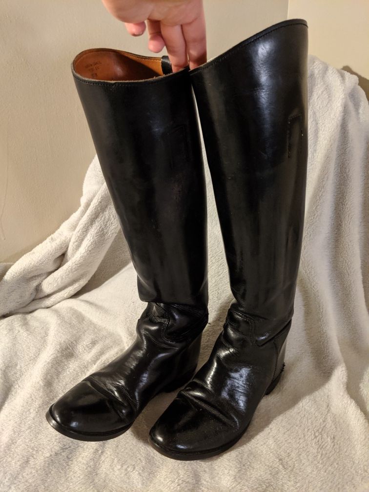 Tall Black Vintage Leather Boots