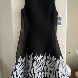 DKNY Womens Black Mesh Sleeveless Fit + Flare Dress Size 8.