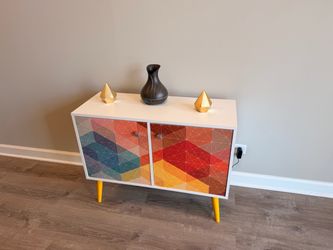 Mid-Century Modern Cabinet with Geometric Doors