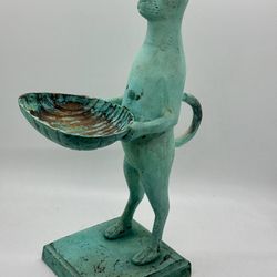 Vintage Verdigris Cat Bronze/ Copper Figure In Style Of Diego Giacometti Le Chat Maitre d’ Hotel”