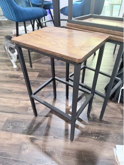 Wood top metal barstools x4