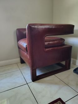Vintage Drexel Mid-Century Modern Parsons C-Back Lounge Chair - Maroon Leather