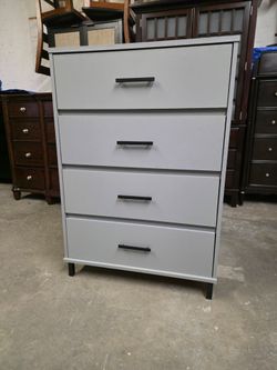 Modern Gray 4 Drawer Tallboy Dresser