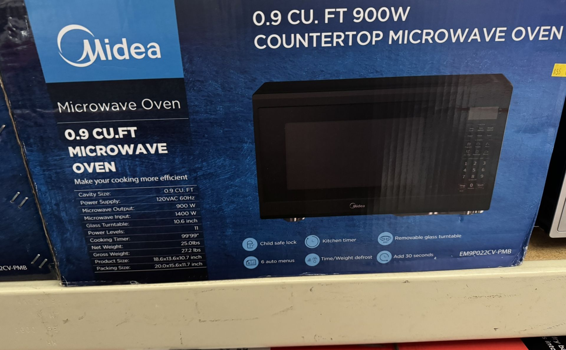 MIDEA 0.9 CU/FT 900 W COUNTERTOP MICROWAVE OVEN 