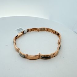 14K Gold & Pave Diamond Bar Bracelet