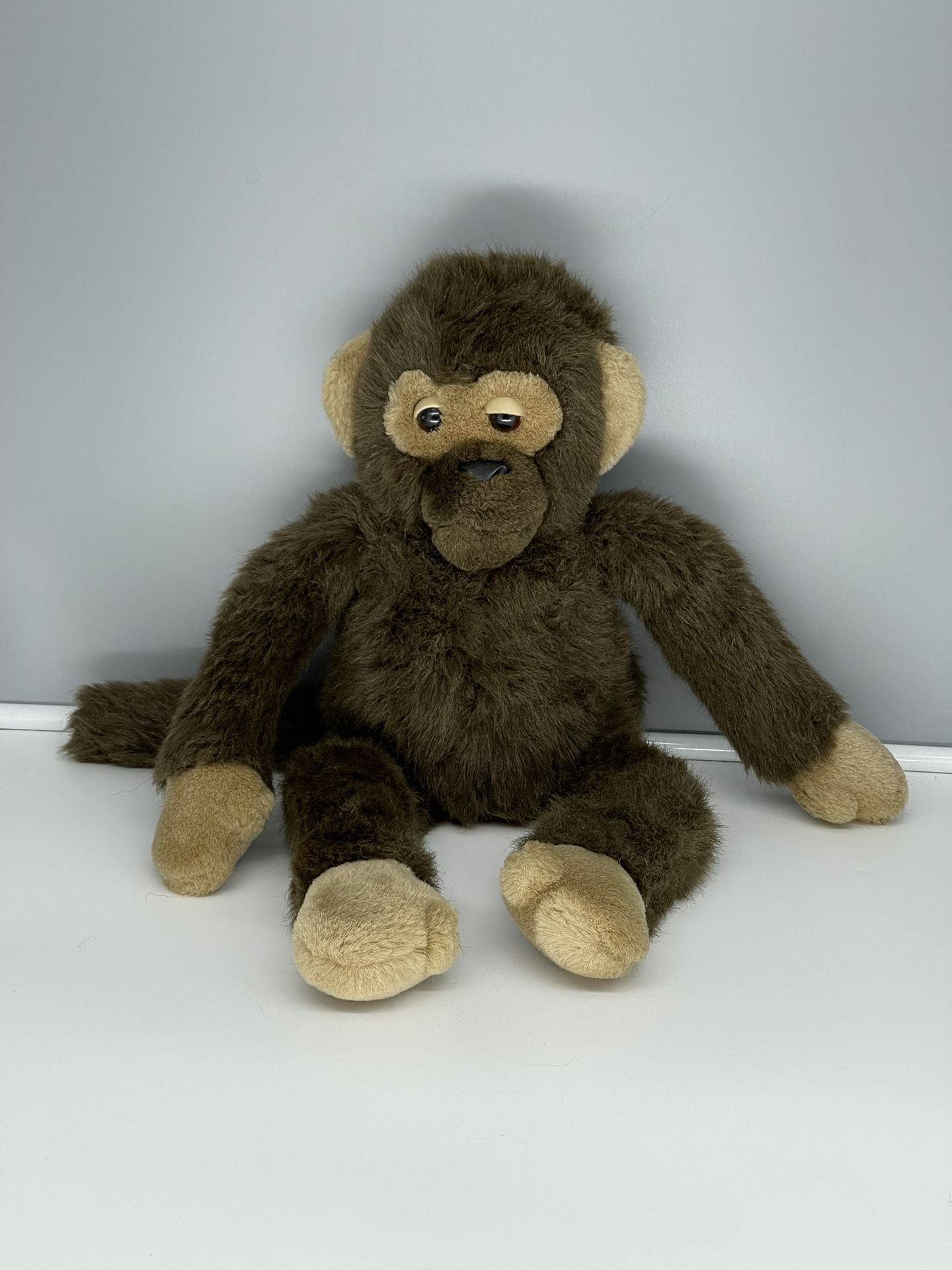 Vintage 1988 Bravo Applause Chimpanzee 17” Realistic Brown Stuffed Plush Monkey