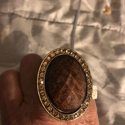 Nice Brown Ring with Rhinestones 