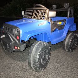 Blue Kids Ride On Jeep Truck 12V Hi/Lo 2.7/3.9mph Electric Power Wheels Toy Best Choice Products SKY5609