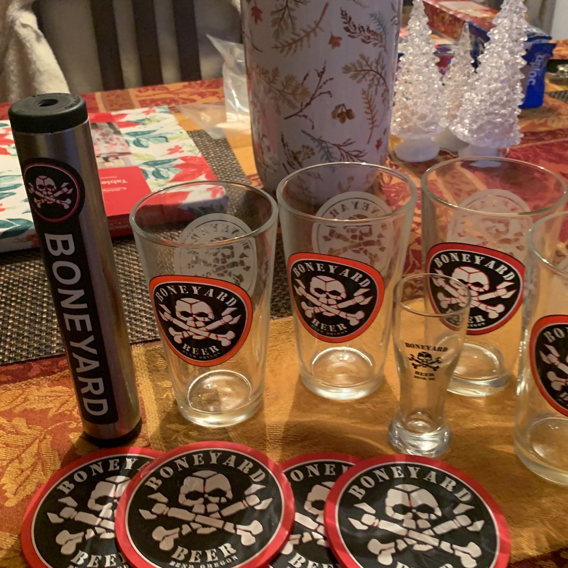 Boneyard 4 Pint Glasses 4 Rubber Coasters And Tap Handle