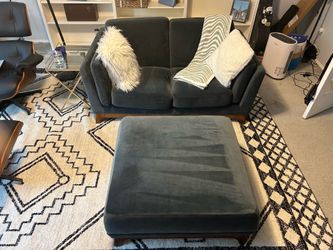Article Ceni Velvet Loveseat and Ottoman