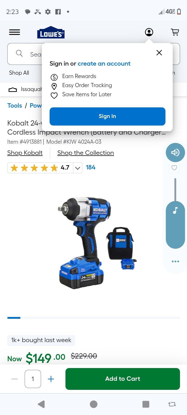 Kobalt 1/2 Drive Impact