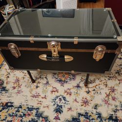 Vintage Seward Trunk Coffee Table w/ Glass Top