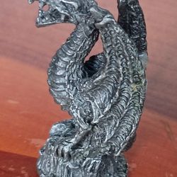 Solid Pewter Dragon Statue 