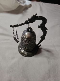 Decorative Metal Dragon Bell with Stand