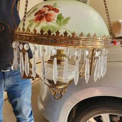 Antique Hanging Parlor Lamp Light 