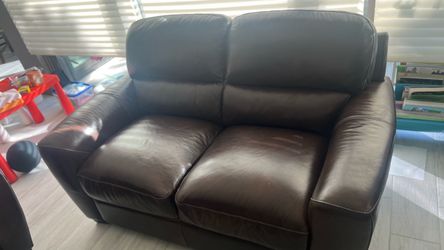3-piece Brown Leather Sofa Set - Great Condition