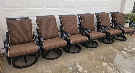 $3500 BIG MALLIN BRAND SWIVEL CHAIRS WITH SUNBRELLA CUSHIONS