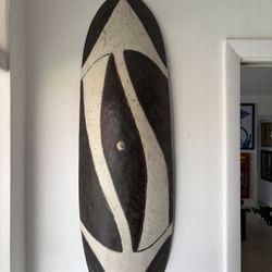 Old Handmade Wood African Shield 48 Inches Tall 