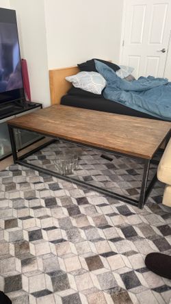 wood coffee table metal base