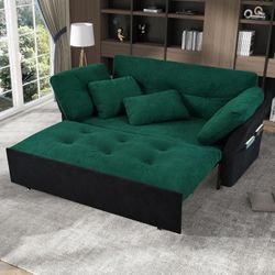 Green / Black 3-in-1 Convertible Chenille Sleeper Sofa / Couch / Loveseat [NEW] **Retails for $500+  <Assembly Req> 