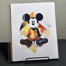 Mickey Mouse Meditating Poster 11x14 Mickey Mouse Art Print. Disney Fan Gift 