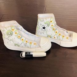 Limited edition Converse Platform shoes with green and yellow floral design