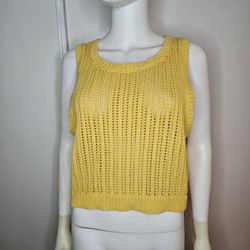 Y2K VTG Levis Yellow Sleeveless Knit Top Size XL 100% Cotton 