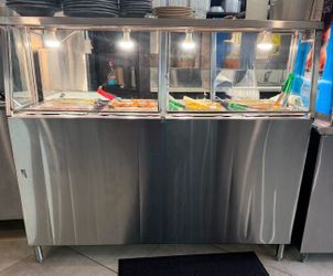 stainless steel commercial hot food display warmer.