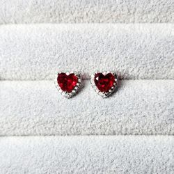 Ruby & White Sapphire Earrings 
